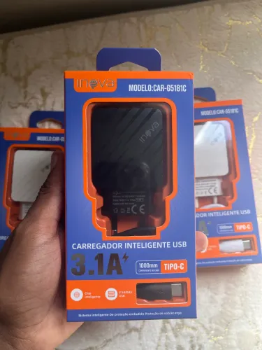 Carrregador Inteligente USB Inova Tipo-C 2 entradas Cabo de 1M