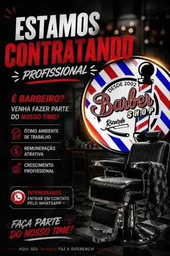 Barbeiro profissional venha fazer parte de nossa equipe.