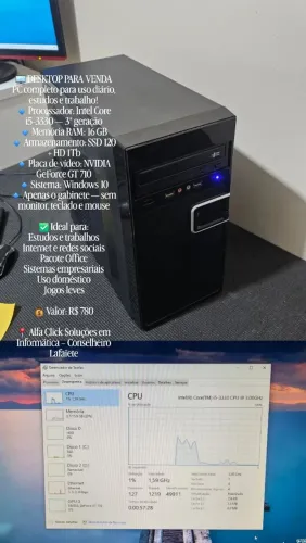 PC completo para uso diário, estudos e trabalho.