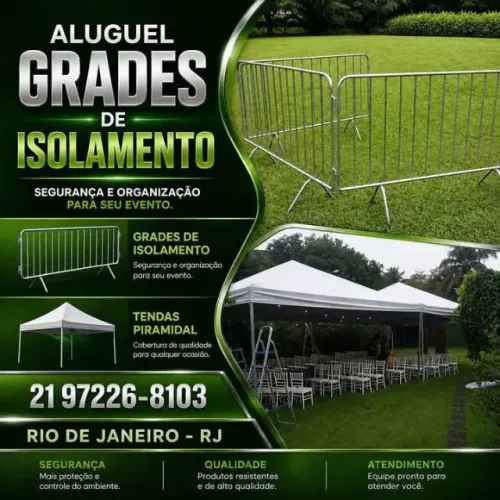 Aluguel Grades de isolamento e Tendas Piramidal 