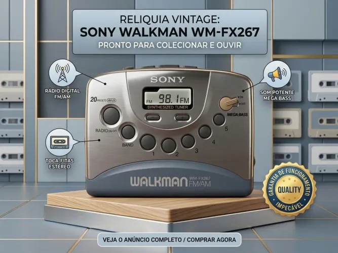 Sony Walkman Vintage WM-FX267 Rádio Digital/K7 | Para Colecionadores | Perfeito Estado $
