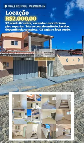 Casa Duplex para Locação em Emaús/Jardim Aeroporto, 3/4 por R$2.000,00