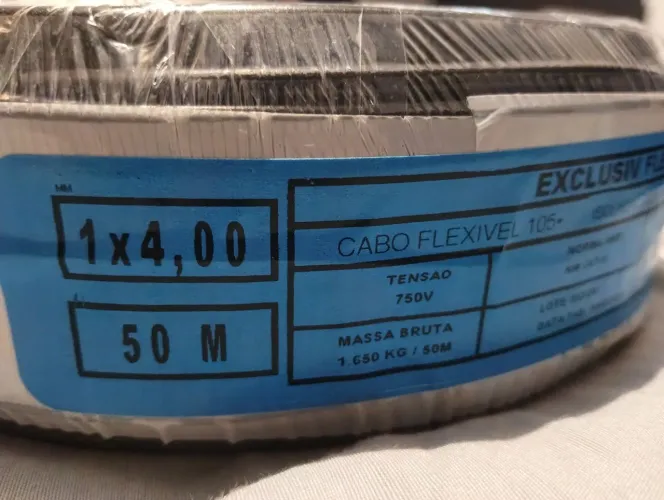 Cabo Flexível fio 4mm 50 metros 