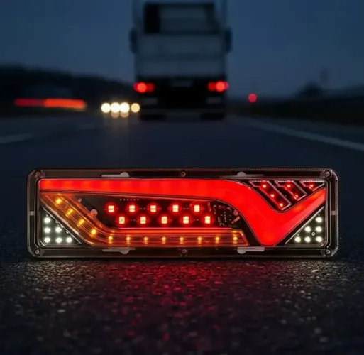 Par Lanterna Led Caminhão Traseira Seta Sequêncial 30 Cm Klx Vermelho