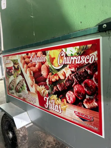 Carrinho 4 em 1 Hotdog + Lanche + Salgado + Batata Frita com Rodas Pneumáticas
