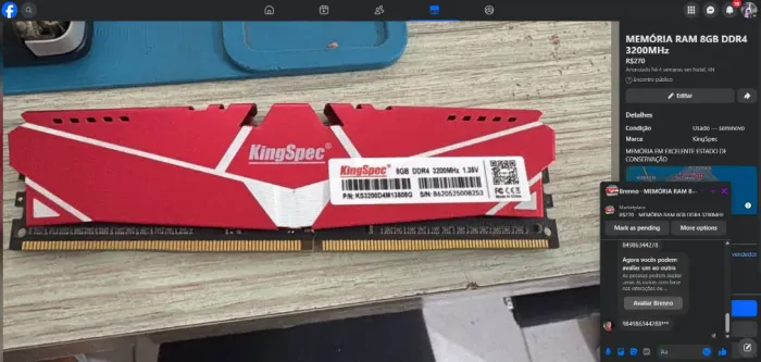 MEMÓRIA RAM 8GB 3200MHz