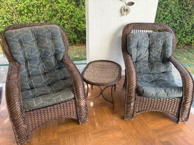 Conjunto Poltronas fibra sintética com mesinha