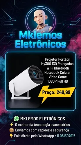 Projetor Portátil Hy300 130 Polegadas Wifi Bluetooth Notebook Celular Video Game 1080P Ful