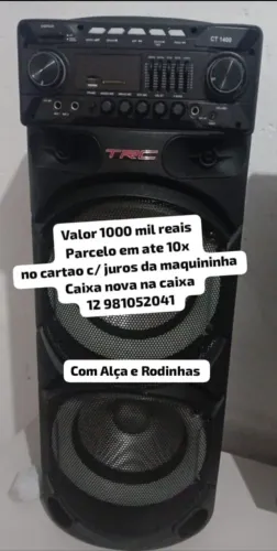 Caixa de som completa TRC 1400w bivolt nova na caixa