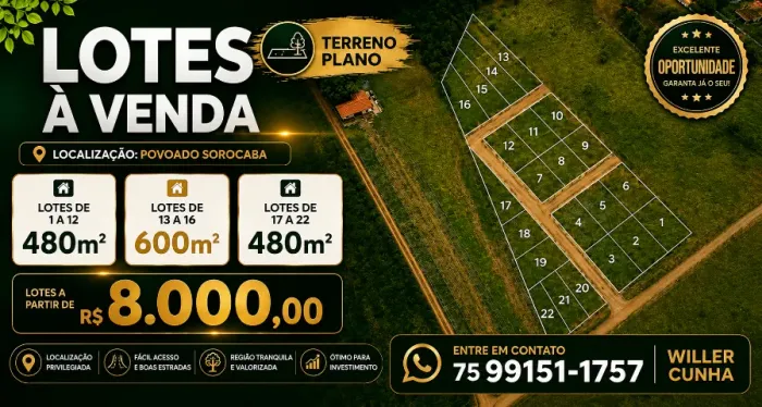 LOTES - POVOADO SOROCABA - SERRINHA/BA