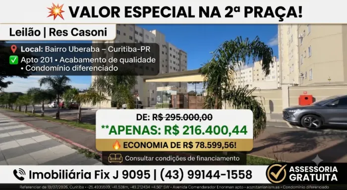 Imóvel com ótimo padrão ? Apartamento no Uberaba, Curitiba - PR, Apto 201, 2 quartos, 1 va