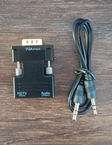 Conversor Fêmea Para Vga Macho Compatível Com Hdmi e Cabo Áudio 3.5mm