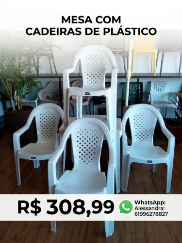 MESA COM POLTRONA DE PLÁSTICO