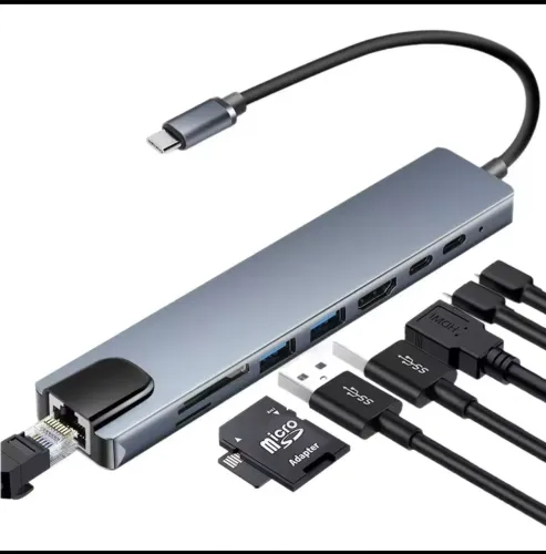 Hub USB C 8 em 1 com HDMI 4K RJ45 USB 3.0 PD100W pronta entrega Goiania