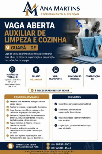 Auxiliar de Limpeza e Cozinha