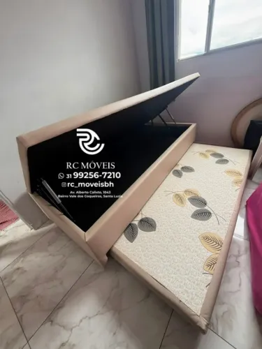 Cama box completa Baú Tamanho individual com Cama Auxiliar 88x1,88 D33 Baú Blindado