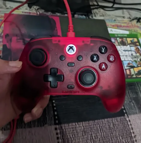 Controle Xbox gamesier vermelho translúcido