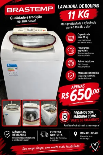 Máquina de lavar Brastemp de 11 KG