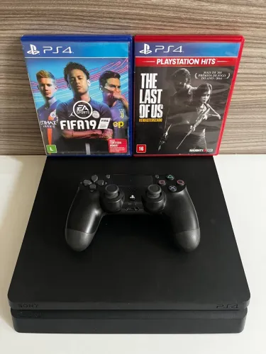 Ps4 slim com 1 Controle + 2 JOGOS Mídia física