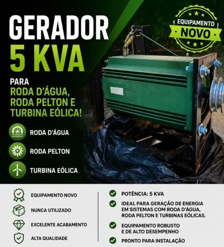 Gerador 5kw P Roda D'água, Eólica, Pelton E Outros Projetos