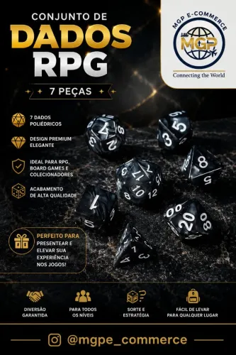 Últimas unidades. Aproveitem. Kit com 7 Dados Poliédricos para RPG