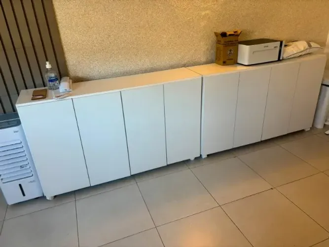 Aparador Buffet 4 Portas Branco Multimóveis com Rodinhas