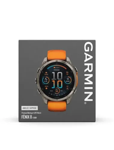 Laranja: Garmin Fenix 8 47mm AMOLED Sapphire Titânio Laranja - Novo Lacrado