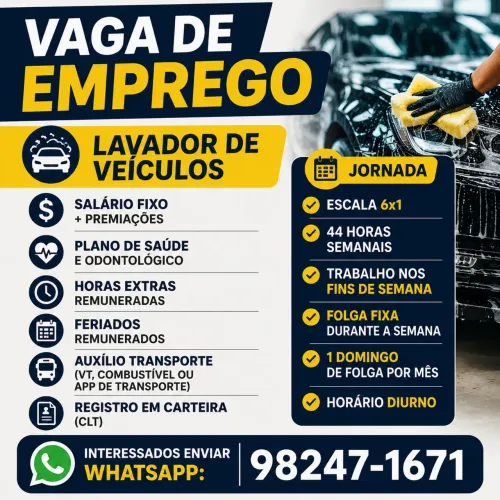 Vaga de Emprego - Lavador de Carros