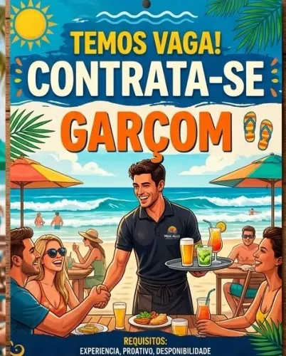 Vaga para garçom com experiência - Restaurante em Ponta de Campina