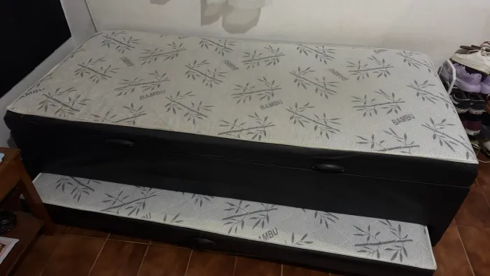 Cama de solteiro Box com baú (Bicama)