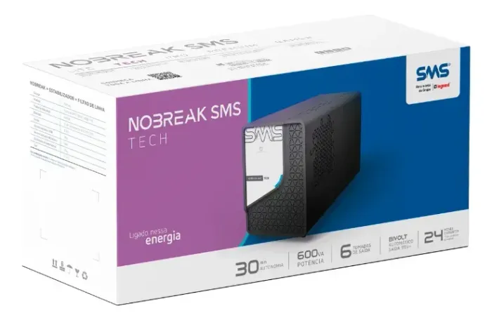 nobreak, estabilizador e filtro de linha sms tech 600va bivolt (Novo lacrado)