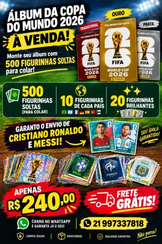 Álbum e 500 figurinhas Copa do Mundo 2026