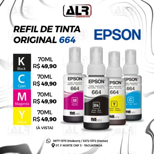 REFIL DE TINTA EPSON T664 ECOTANK ORIGINAL