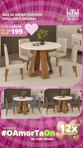 Sala de jantar completa mesa com 4 cadeiras 