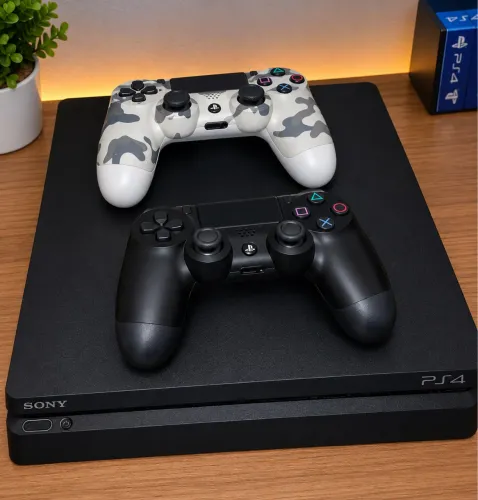 PS4 Slim 500Gb - 2 Controles - 6 Jogos (incluindo GTA V)