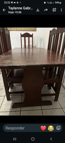 Vendo Conjunto de mesa com seis cadeiras. MADEIRA DE LEI, PAU D'ARCO, madeira nobre, ipê.