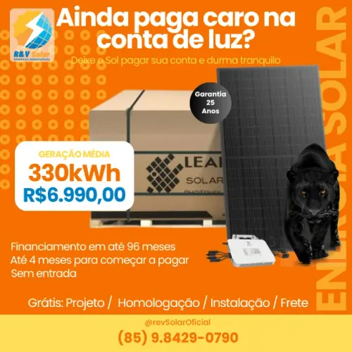 Kit de energia solar instalado e homologado