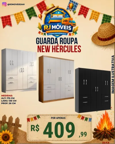 Guarda roupas New Hércules compacto / 3 cores disponíveis / pague na entrega