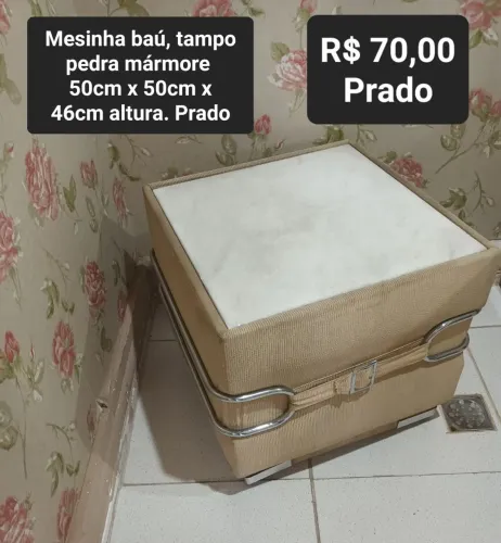 Mesa baú puff tampo mármore 