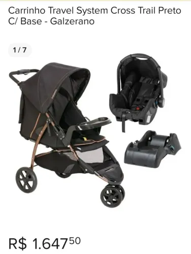 Carrinho Travel System Cross Trail Preto C/ Base - Galzerano