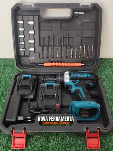 Furadeira Parafusadeira 2 Baterias Completa