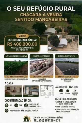 CHÁCARA À VENDA SENTIDO MANGABEIRAS