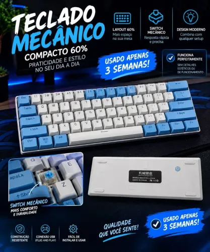 Teclado Mecânico Compacto 60%