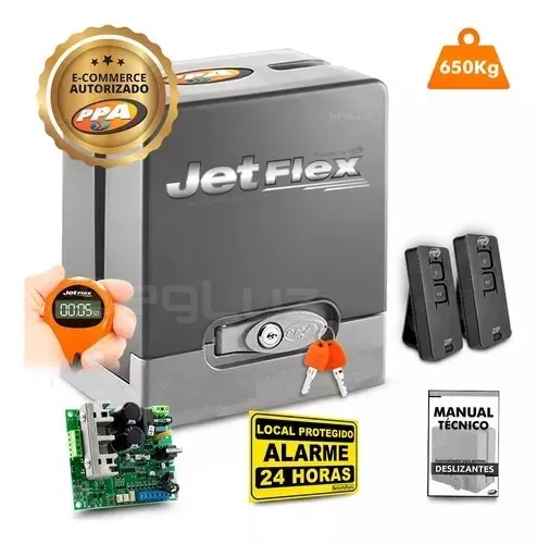 Motor de portão Eletrônico PPA JetFlex de 4 seg, 650 KG, com instalação completa