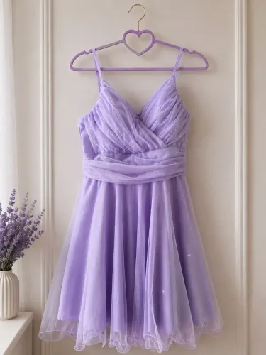 Vestido lilás de alça para festa