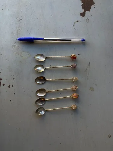 Conjunto de 6 colheres de cafézinho em prata (ref:257)