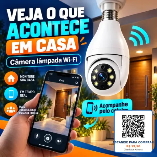 1 unidade -camera lampada de seguranca vigilância ip wi-fi 360 visao noturna fullhd