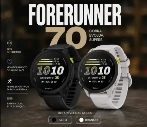 Smartwatch Garmin Forerunner 70 GPS Alta Precisão Tela AMOLED Treino Inteligente e Saúde