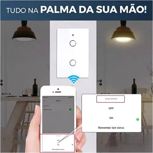 Interruptor Wifi Smart Touch com 2 Botões para Alexa e Tuya Novo