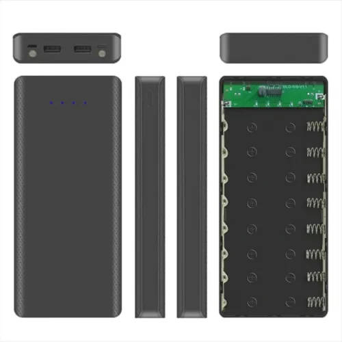 Case Powerbank Usb Para Colocar Até 8 Baterias 18650 (Cor Preto)